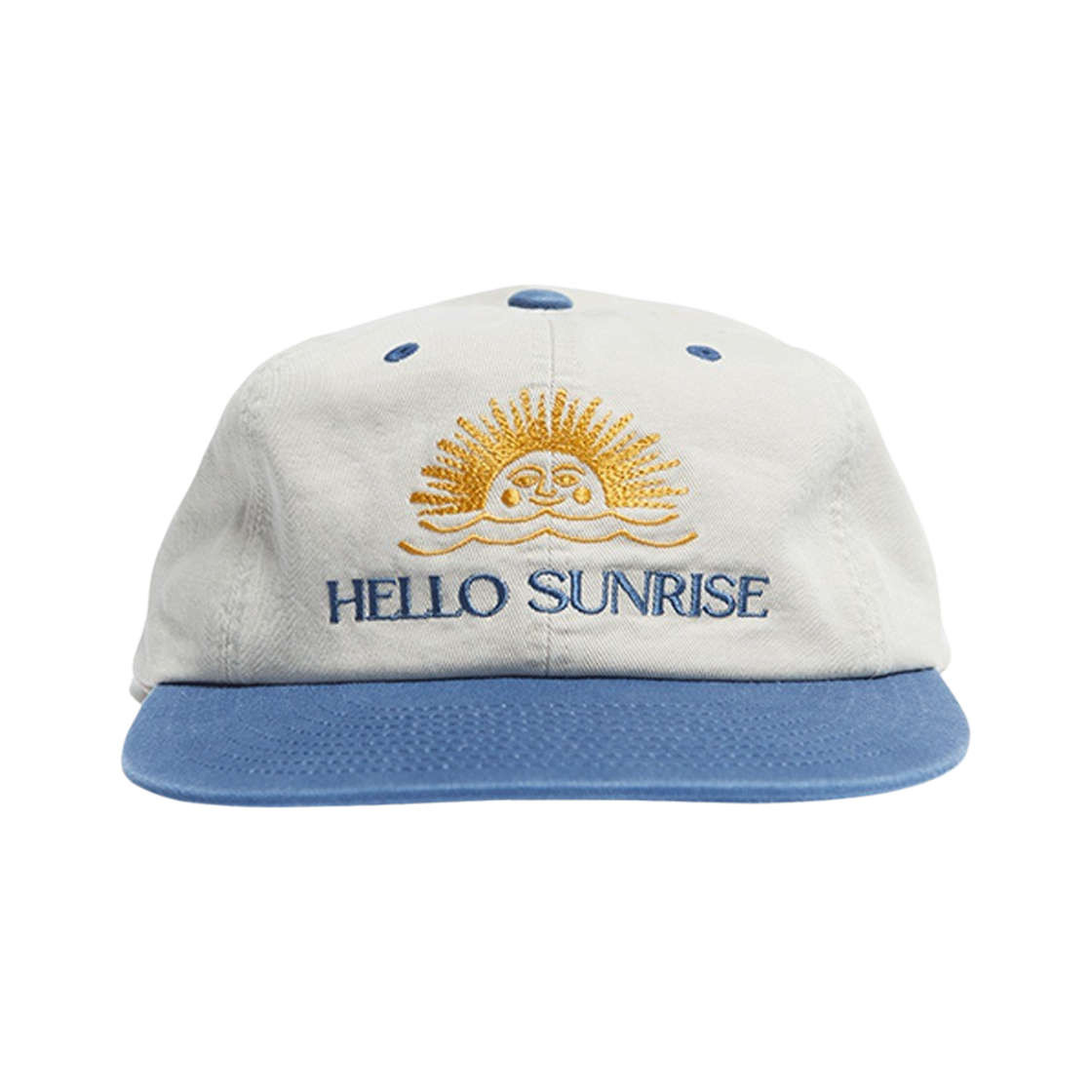 헬로선라이즈 투톤 워시드 오지 로고 6패널 캡 베이지 & 빈티지 블루(Hello Sunrise Two Tone Washed OG Logo 6Panel Cap Beige & Vintage Blue)