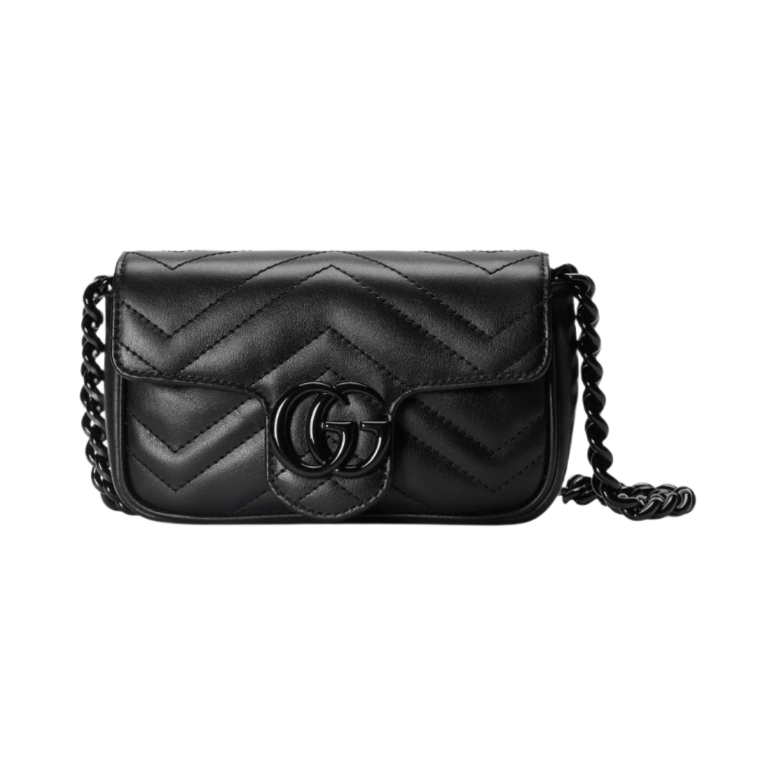 699757-UM8KV-1000 Gucci GG Marmont Belt Bag Black Leather