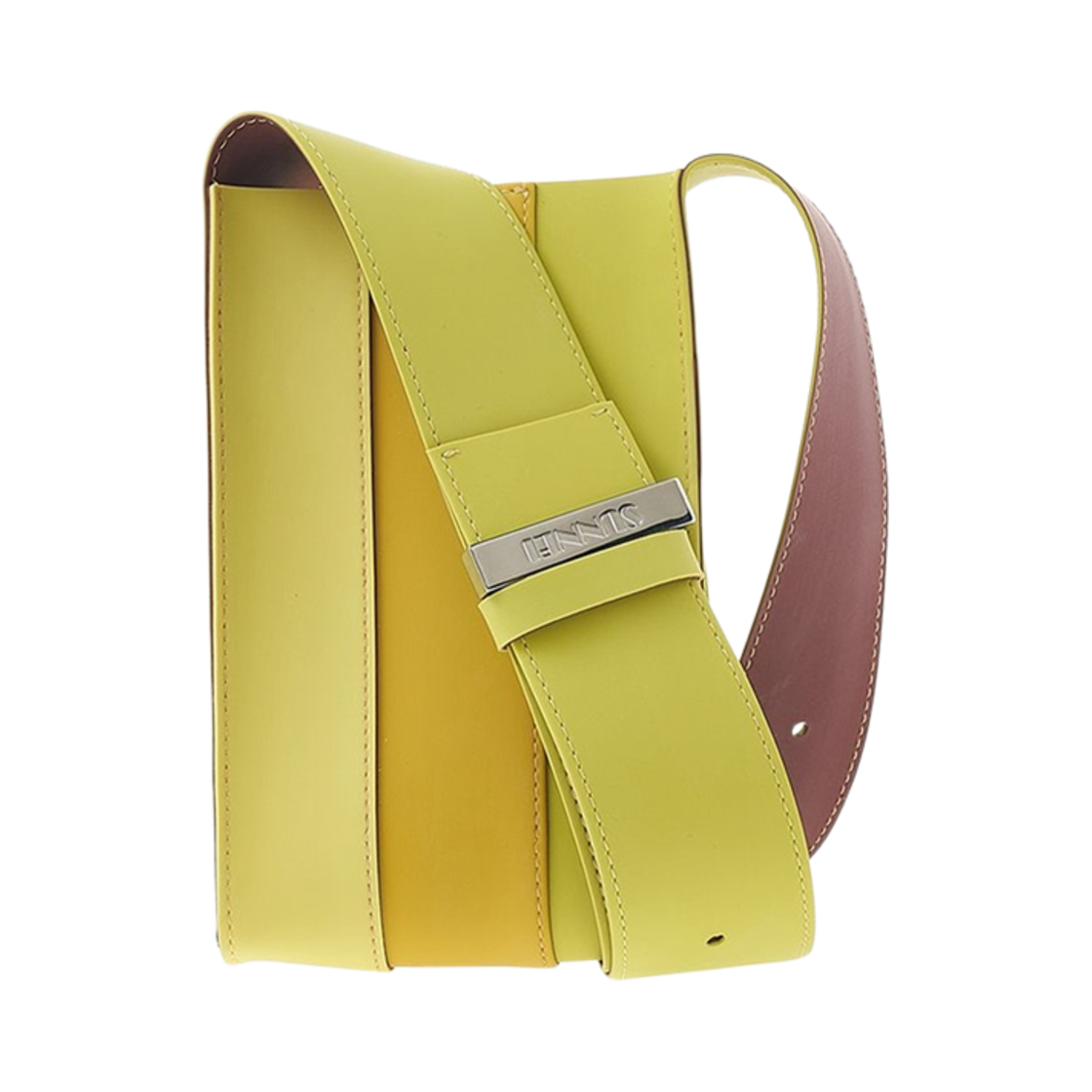 CACCXBAG019-TAP003-7489 Sunnei Parallelepipedo Pudding Crossbody Bag Citronelle