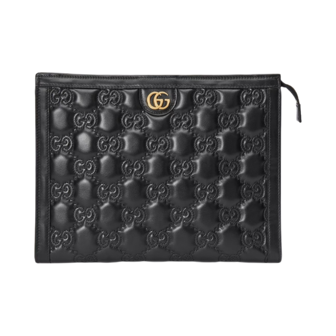 723780-UM8IG-1000 Gucci GG Matelasse Pouch Black Leather