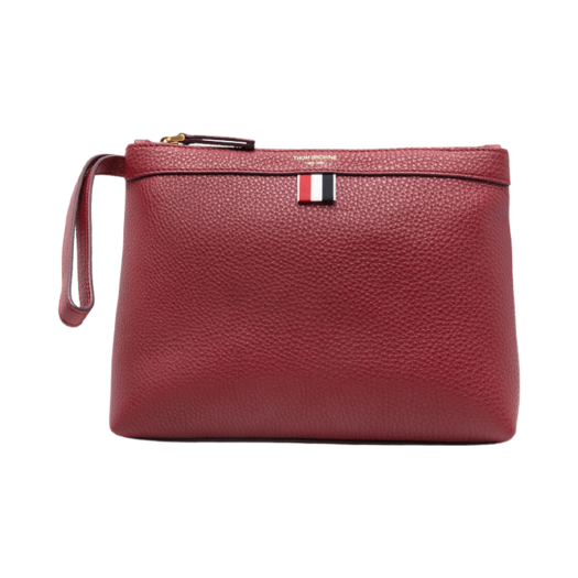 FAL008A-L0090-614 Thom Browne Pebble Grain Leather Toiletry Case Burgundy