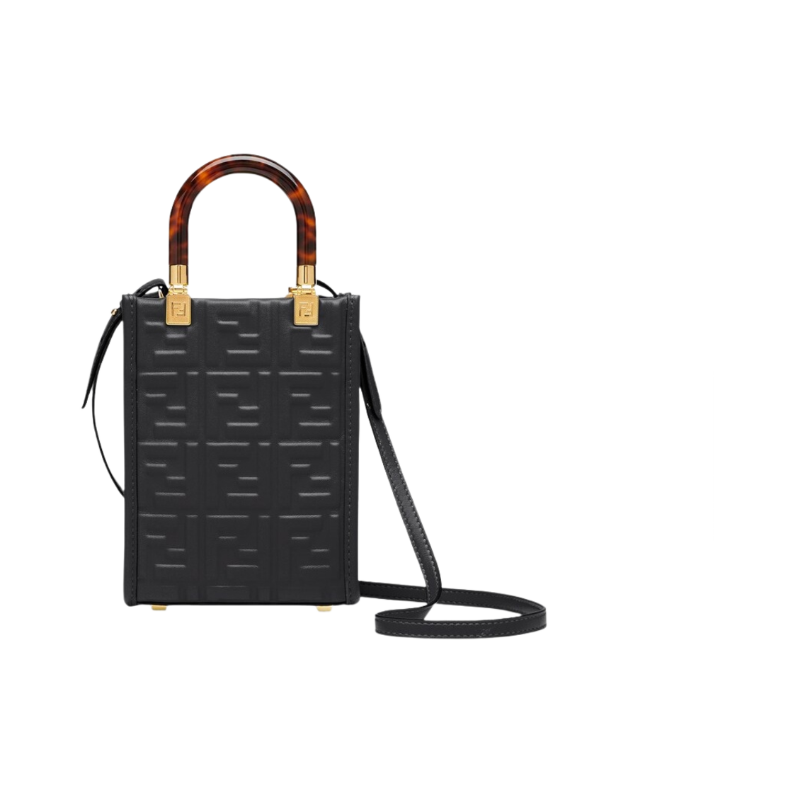 8BS051AMCIF0KUR Fendi Sunshine Shopper Leather Mini Bag Black - #2