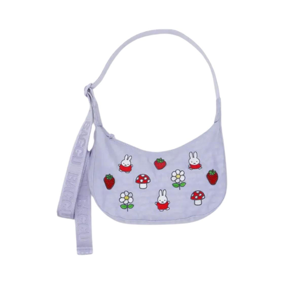 미피 x 바쿠 스몰 나일론 크레센트 백 자수 미피(Miffy x Baggu Small Nylon Crescent Bag Embroidered Miffy)