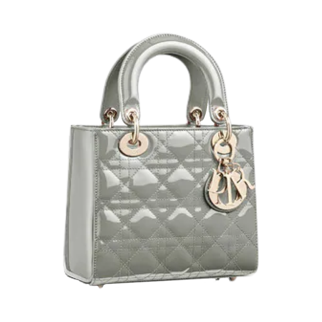 디올 스몰 레이디백 페이턴트 까나쥬 카프스킨 그레이 페일 골드(Dior Small Lady Bag Patent Cannage Calfskin Grey Pale Gold) - 2