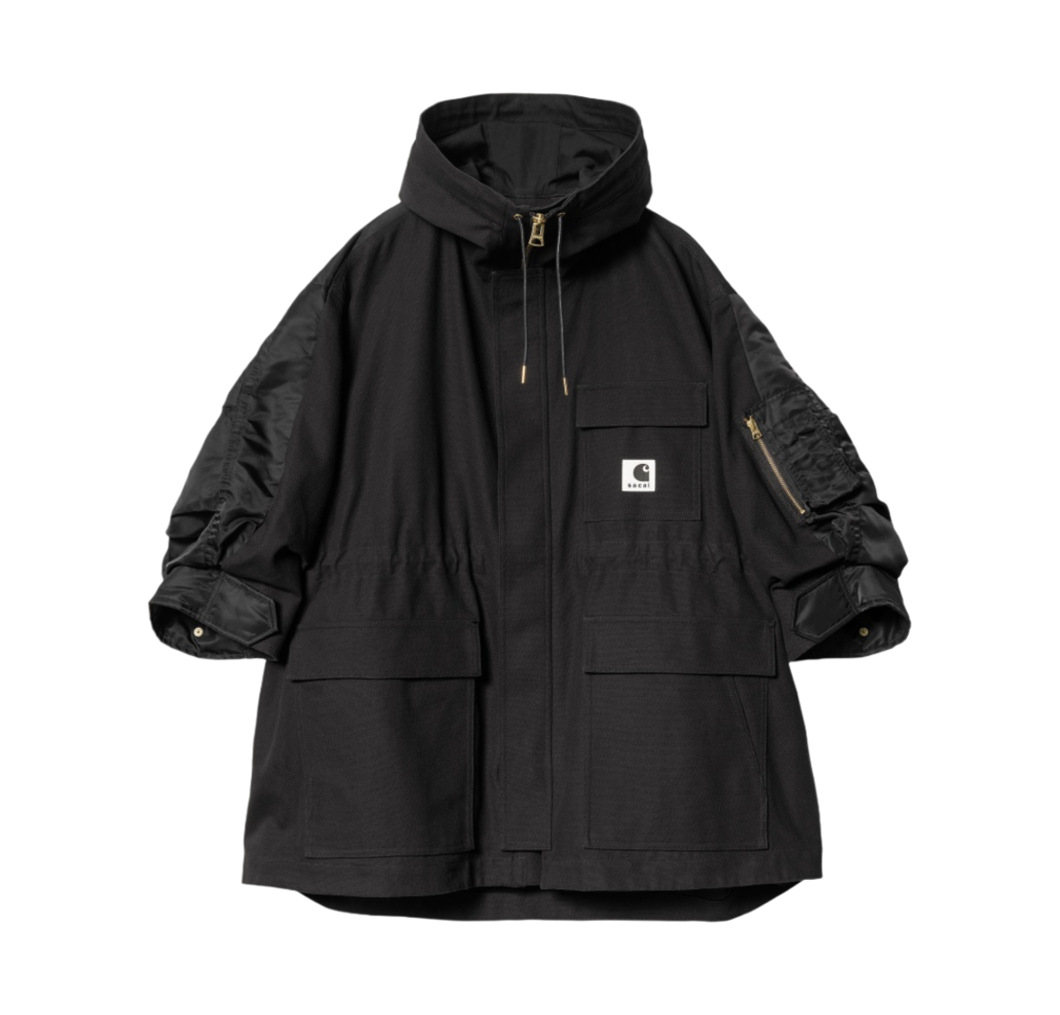 사카이 x 칼하트 WIP 덕 x 나일론 트윌 코트 블랙(Sacai x Carhartt WIP Duck x Nylon Twill Coat Black)