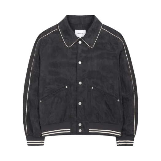 J3JAM25111GYD AMOUPRE Piping Teddy Jacket Dark Gray