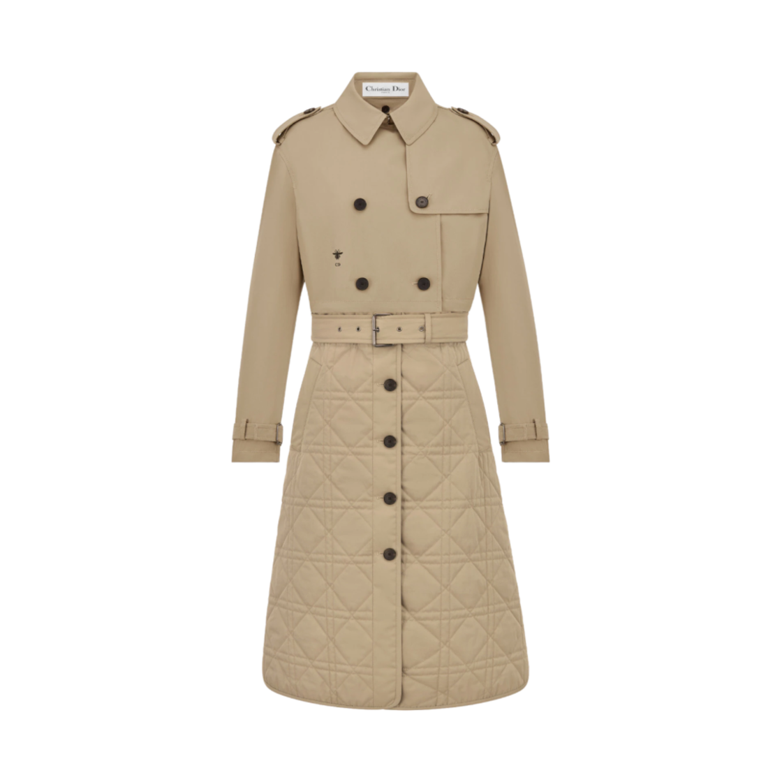 (W) 디올 3-in-1 매크로까나쥬 트렌치코트 베이지 코튼 개버딘((W) Dior 3-in-1 Macrocannage Trench Coat Beige Cotton Gabardine) - 1