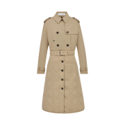 (W) Dior 3-in-1 Macrocannage Trench Coat Beige Cotton Gabardine