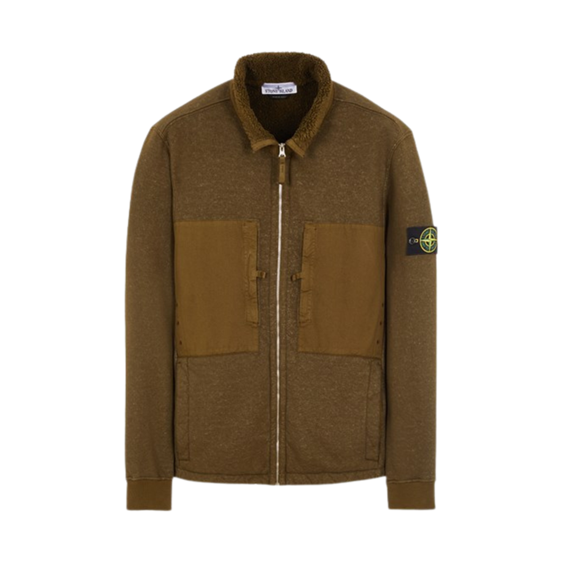 791567256-V0058 Stone Island 67256 Plated Terry Fleece Track Top Olive Green - 23FW