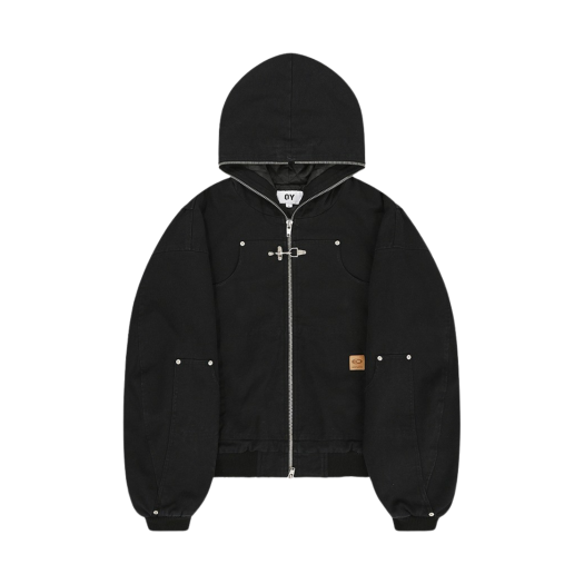 OYBDF1OU004BK OY Dump Work Hooded Jacket Washed Black