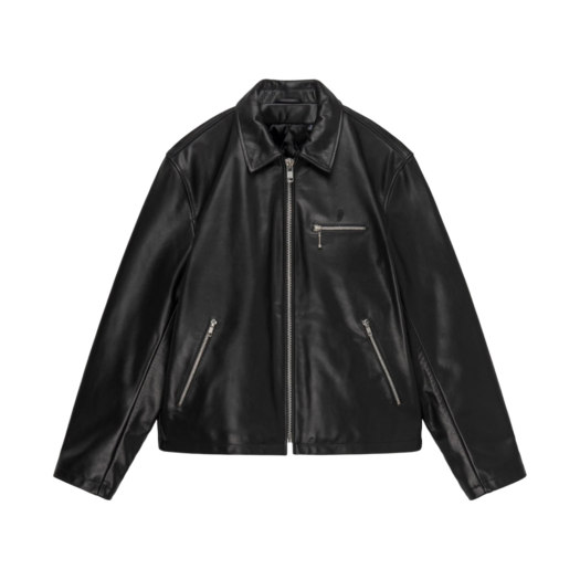 R*S様 美品 STUSSY GARAGE JACKET LEATHER BLA R*S様 美品 STUSSY GARAGE JACKET LEATHER BLA Stussy Black