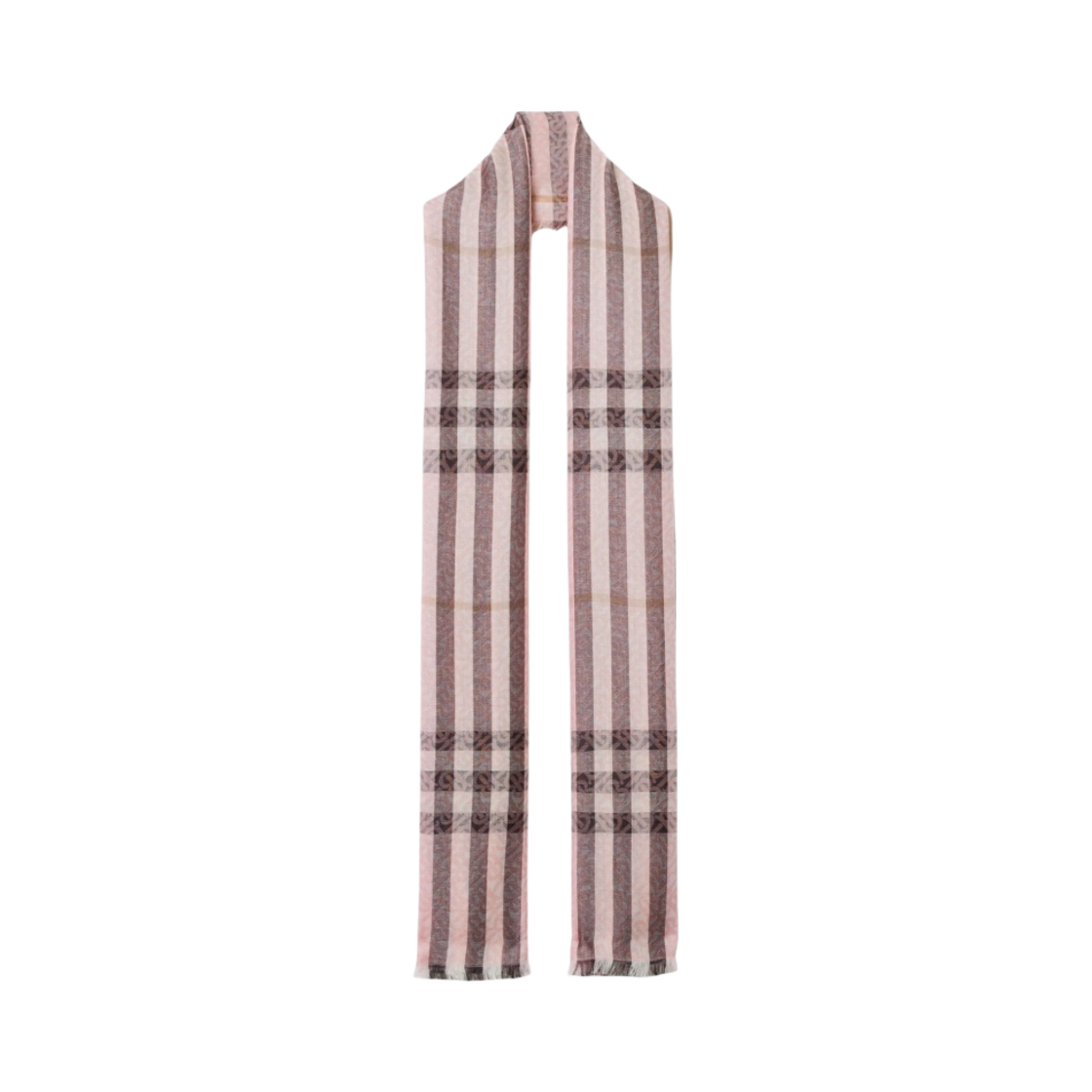 (W) 버버리 몽타주 라이트웨이트 울 실크 머플러 앨러배스터 핑크((W) Burberry Montage Lightweight Wool Silk Muffler Alabaster Pink) - 1