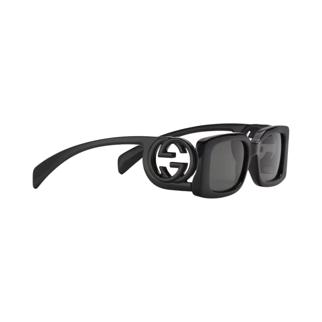 (W) 구찌 렉탱글 프레임 선글라스 샤이니 블랙 아세테이트((W) Gucci Rectangle Frame Sunglasses Shiny Black Acetate) - 2