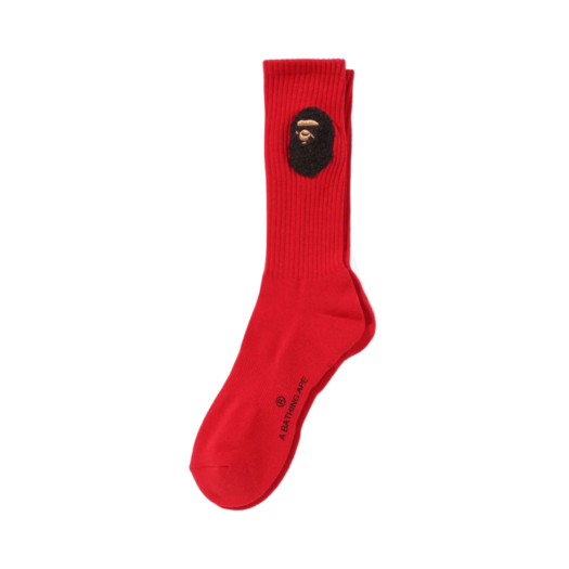 BAPE Balloon Yarn Ape Head Socks Red