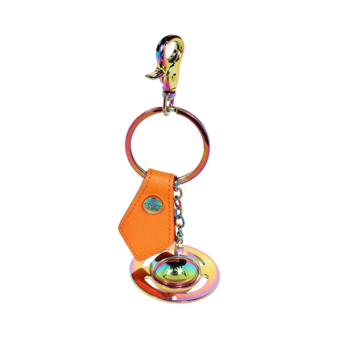 비비안 웨스트우드 사피아노 3D 오브 이리디센트 키링 오렌지 사피아노 메탈(Vivienne Westwood Saffiano 3D Orb Iridescent Keyring Orange Saffiano Metal) - 1