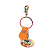 Vivienne Westwood Saffiano 3D Orb Iridescent Keyring Orange Saffiano Metal