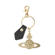 Vivienne Westwood Saffiano Hammered Orb Keyring Gold Black