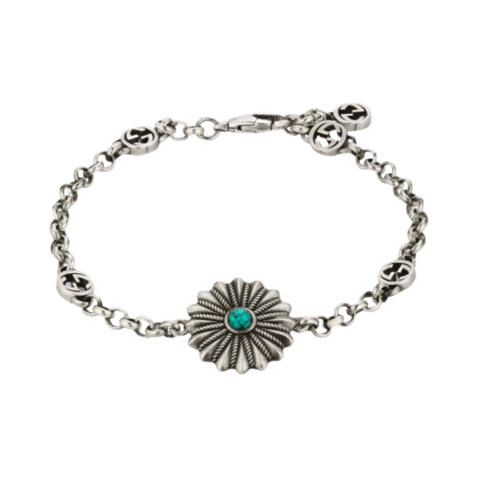 Gucci Interlocking G Bracelet With Flower Silver