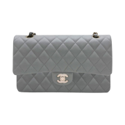 Chanel Medium Classic Handbag Grained Calfskin & Gold Grey