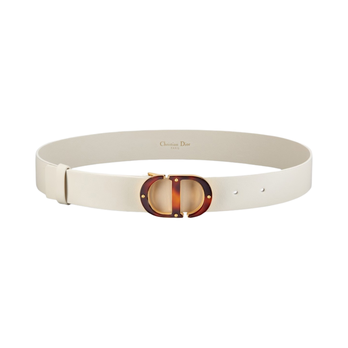(W) 디올 30 몽테뉴 30mm 벨트 라떼 스무스 카프스킨 레더 브라운 톨토이즈쉘 이펙트 레진((W) Dior 30 Montaigne 30mm Belt Latte Smooth Calfskin Leather Brown Tortoiseshell Effect Resin) - 1