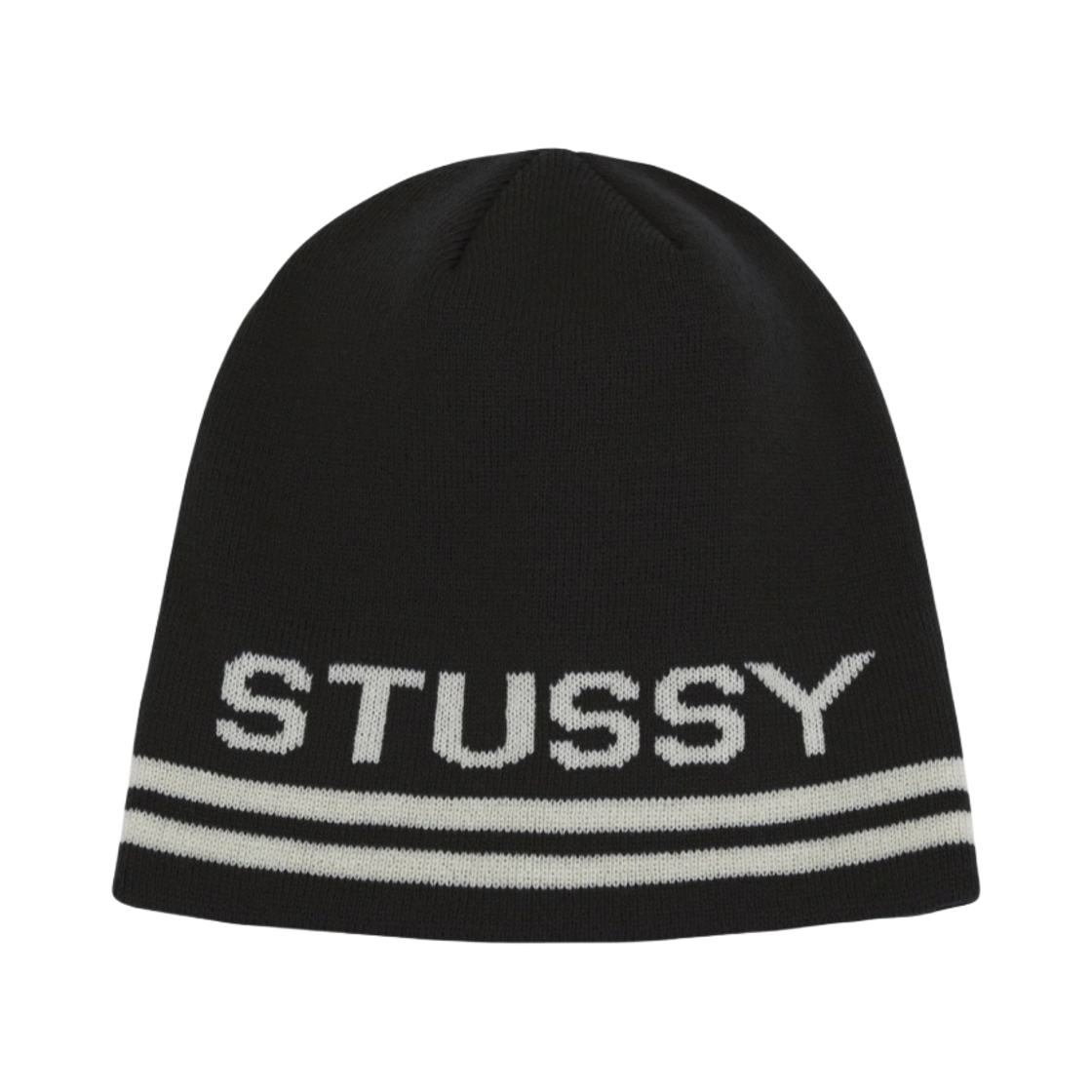 스투시 자카드 스트라이프 스컬캡 비니 블랙