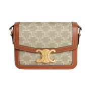 Celine Teen Triomphe Bag in Triomphe Canvas Calfskin Grege
