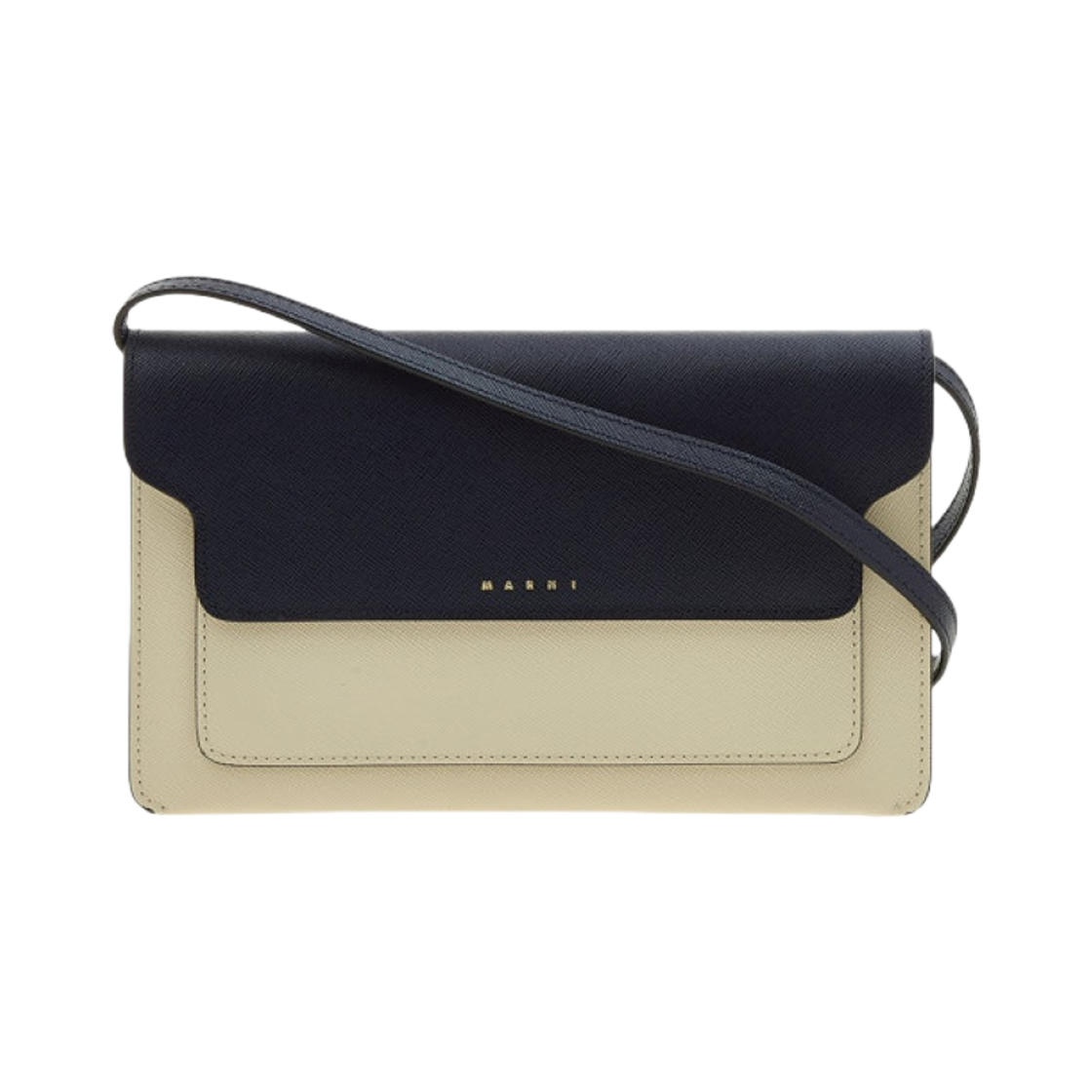 마르니 사피아노 레더 트렁크 클러치 블루블랙 쉘 모카(Marni Saffiano Leather Trunk Clutch Blublack Shell Moca) - 1