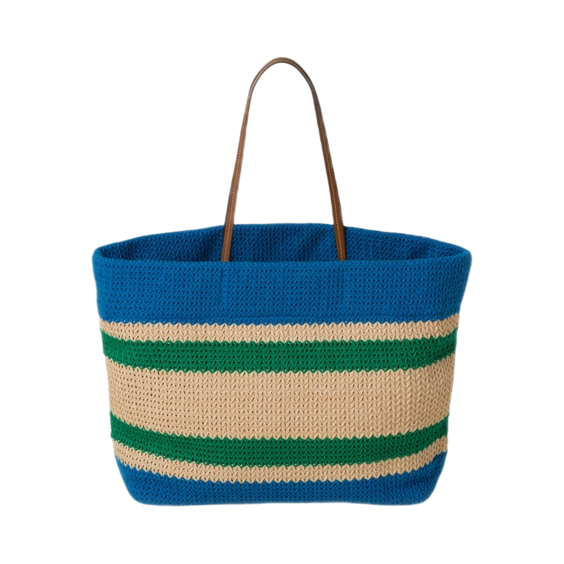 미우 미우 라피아 앤 코튼 토트백 베이지 라이트 블루(Miu Miu Raffia and Cotton Tote Bag Beige Light Blue) - 3