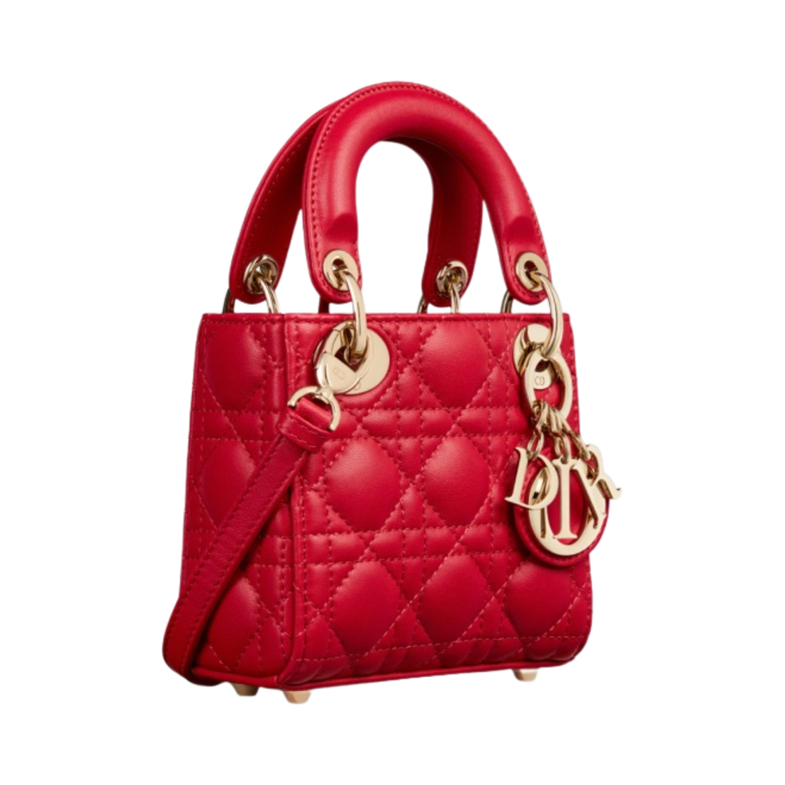 디올 마이크로 레이디백 까나쥬 램스킨 스칼렛 레드(Dior Micro Lady Bag Cannage Lambskin Scarlet Red) - 2