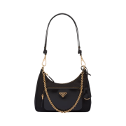 Prada Re-Nylon and Brushed Leather Mini Bag Black