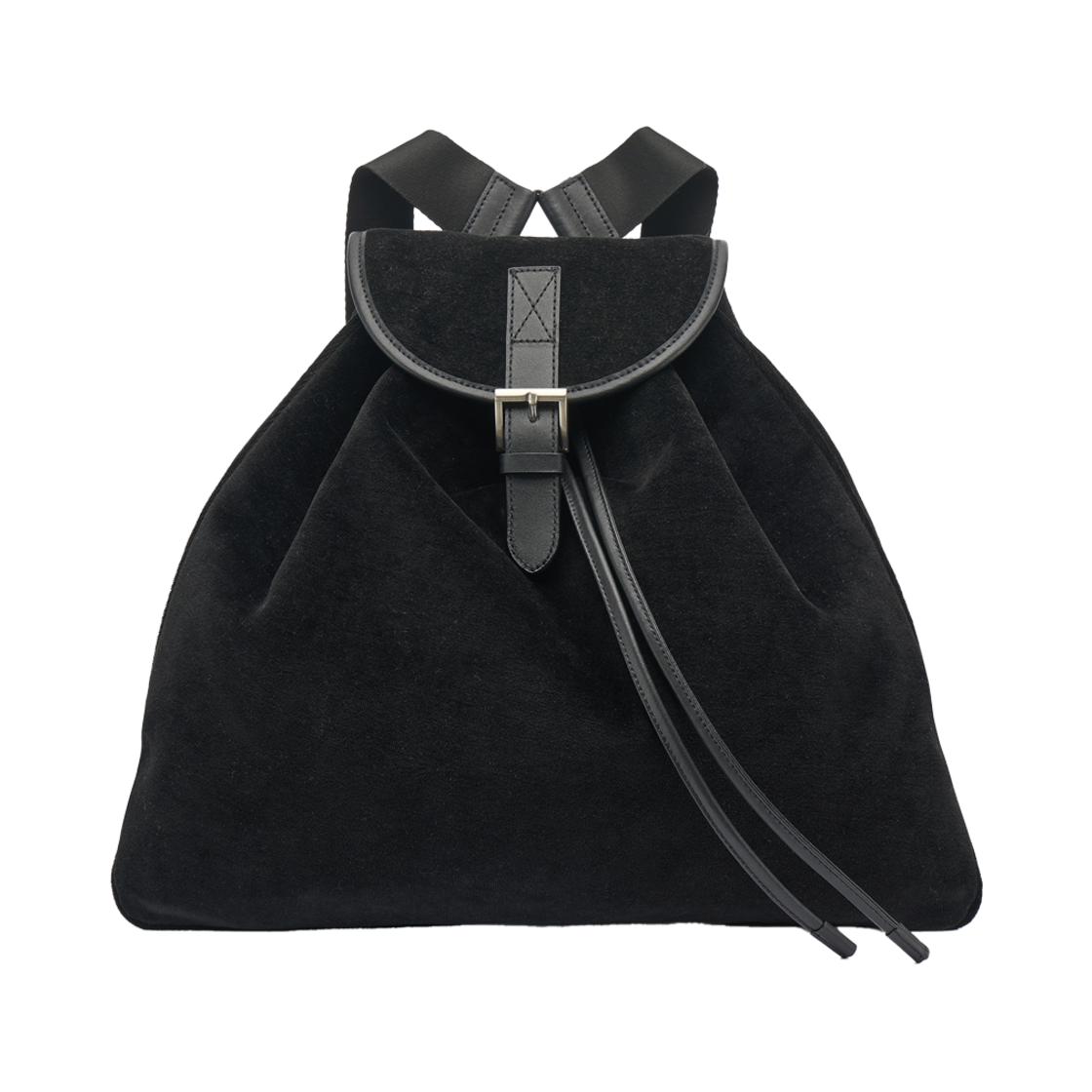 파르벵 벨루어 트라이앵글 백팩 블랙(FARVEN Velour Triangle Backpack Black)