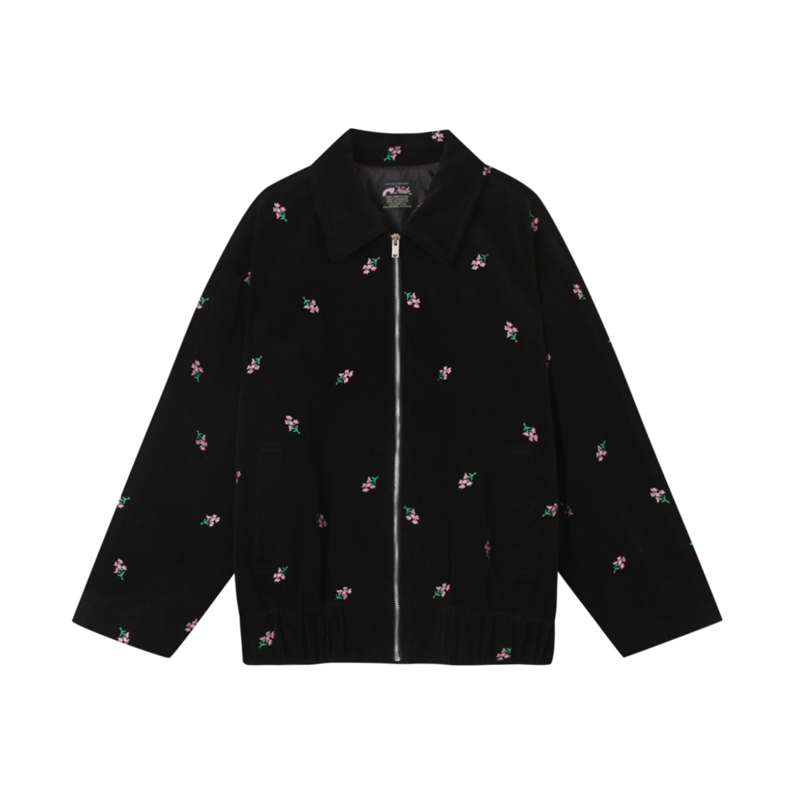 NEIB24FWJK002 Neib Floral Embroidery Oversized Blouson Black
