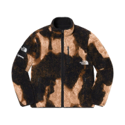 Supreme x The North Face Bleached Denim Print Fleece Jacket Black - 21FW
