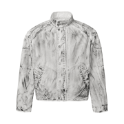 Vonvat Padded Denim Biker Jacket White