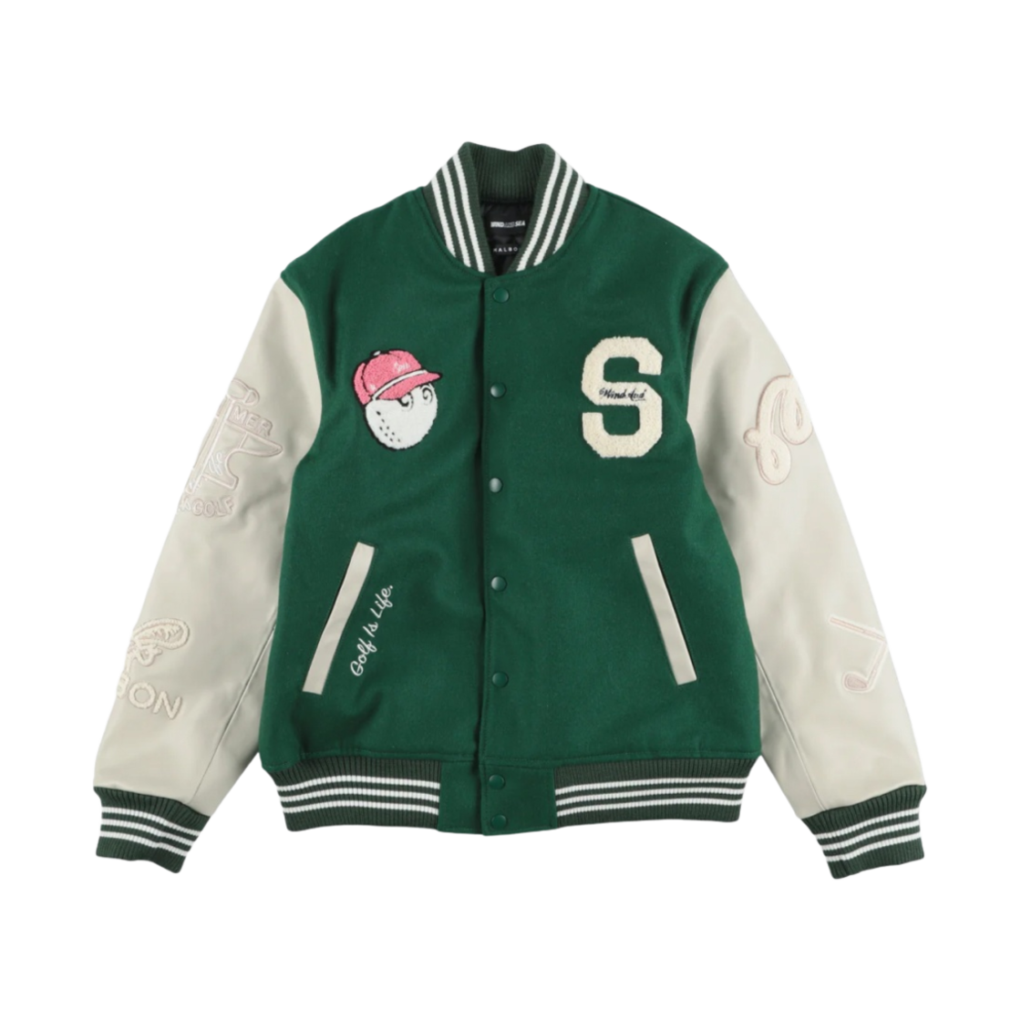 ジャケット・アウター Malbon golf x WDS Varsity Jacket / Green 말본 골프 x WDS 바시티 자켓 버건디 | Malbon Golf | KREAM