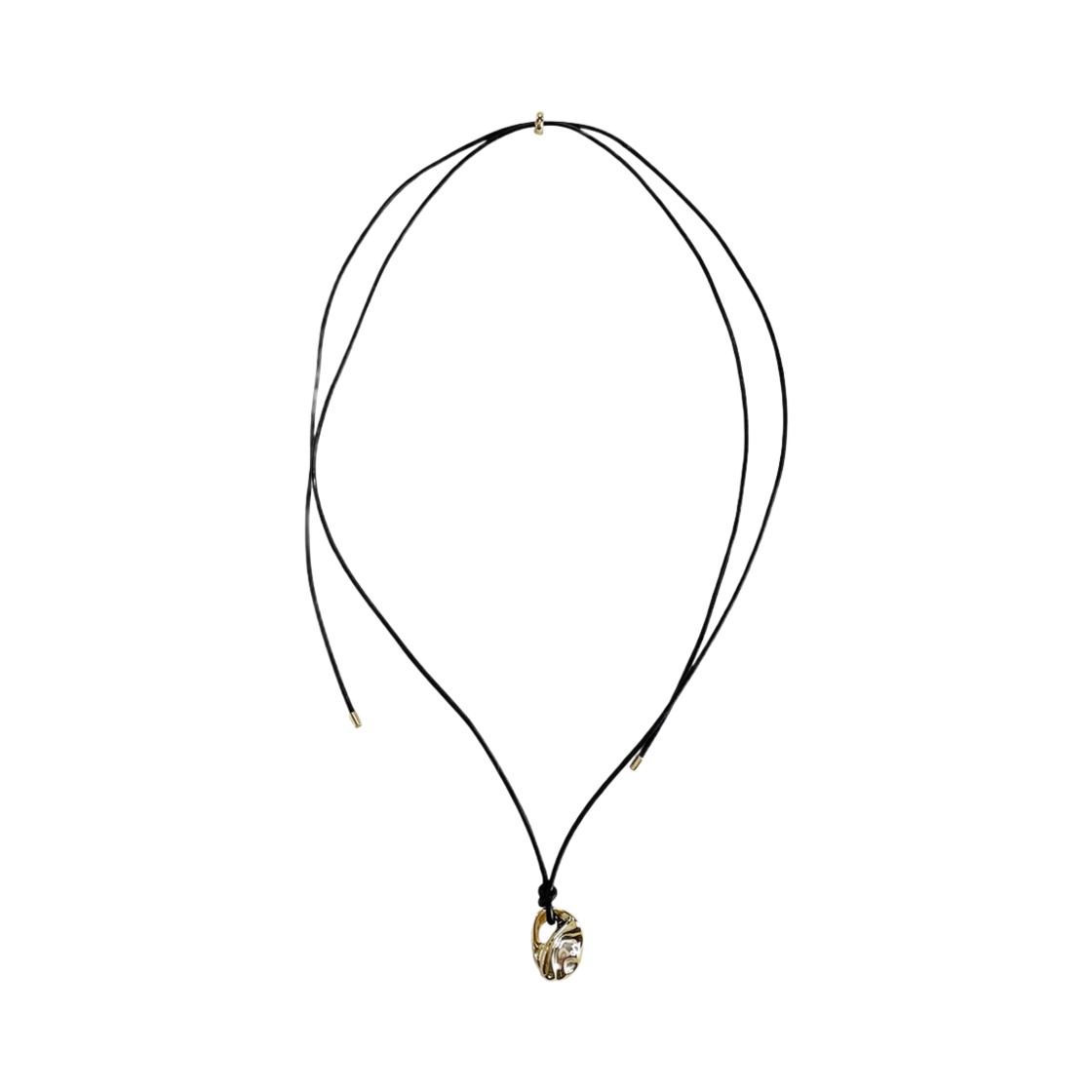 L243MNK030_02 lovememonster Oyster Long Leather Necklace Gold
