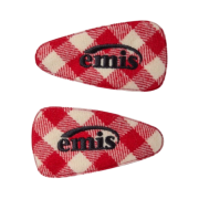 (W) Emis Check Wide Hairpin Red