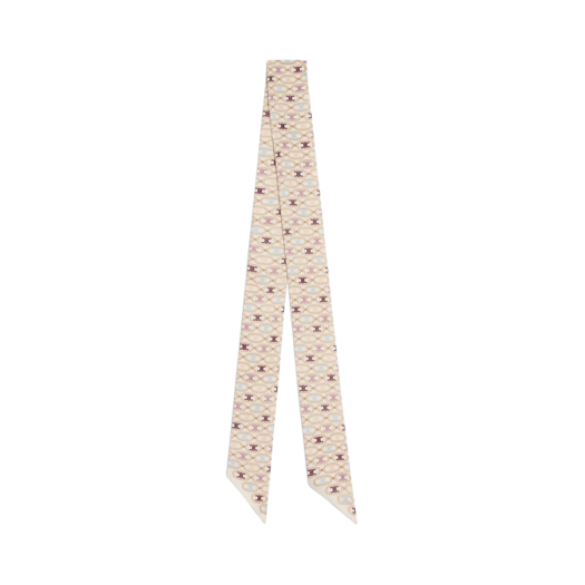 (W) Celine Lavalliere in Triomphe Silk Twill Scarf Vanilla Multicolor