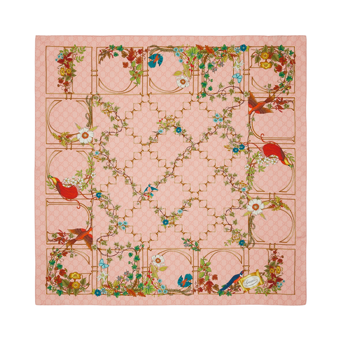 (W) 구찌 프린티드 실크 까레 핑크 멀티컬러((W) Gucci Printed Silk Carre Pink Multicolor) - 1