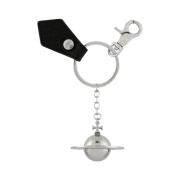 Vivienne Westwood Saffiano 3D Orb Keyring Silver Black