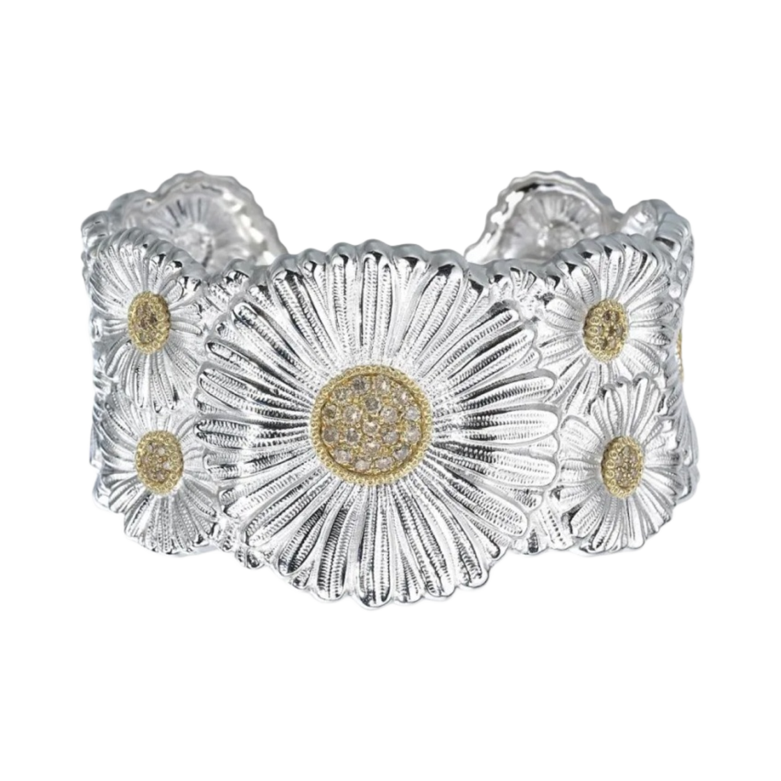 부첼라티 블라썸 다이아몬드 데이지 브레이슬릿 베르메이 스털링 실버(Buccellati Blossoms Daisy Bracelet with Diamonds Vermeil Sterling Silver)