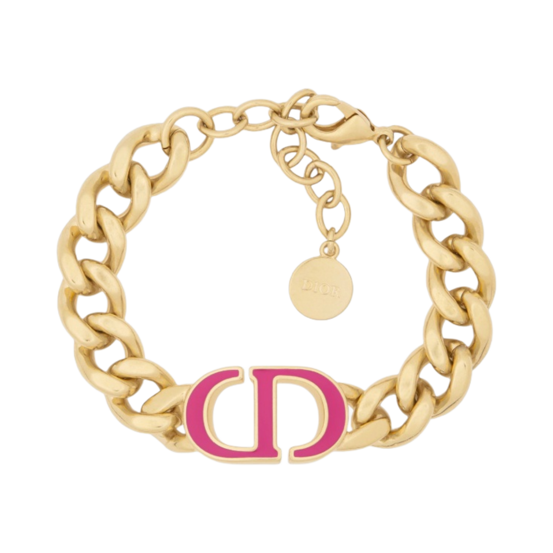(W) 디올 30 몽테뉴 브레이슬릿 골드 피니쉬 메탈 라니 핑크 래커((W) Dior 30Montaigne Bracelet Gold Finish Metal Rani Pink Lacquer) - 1