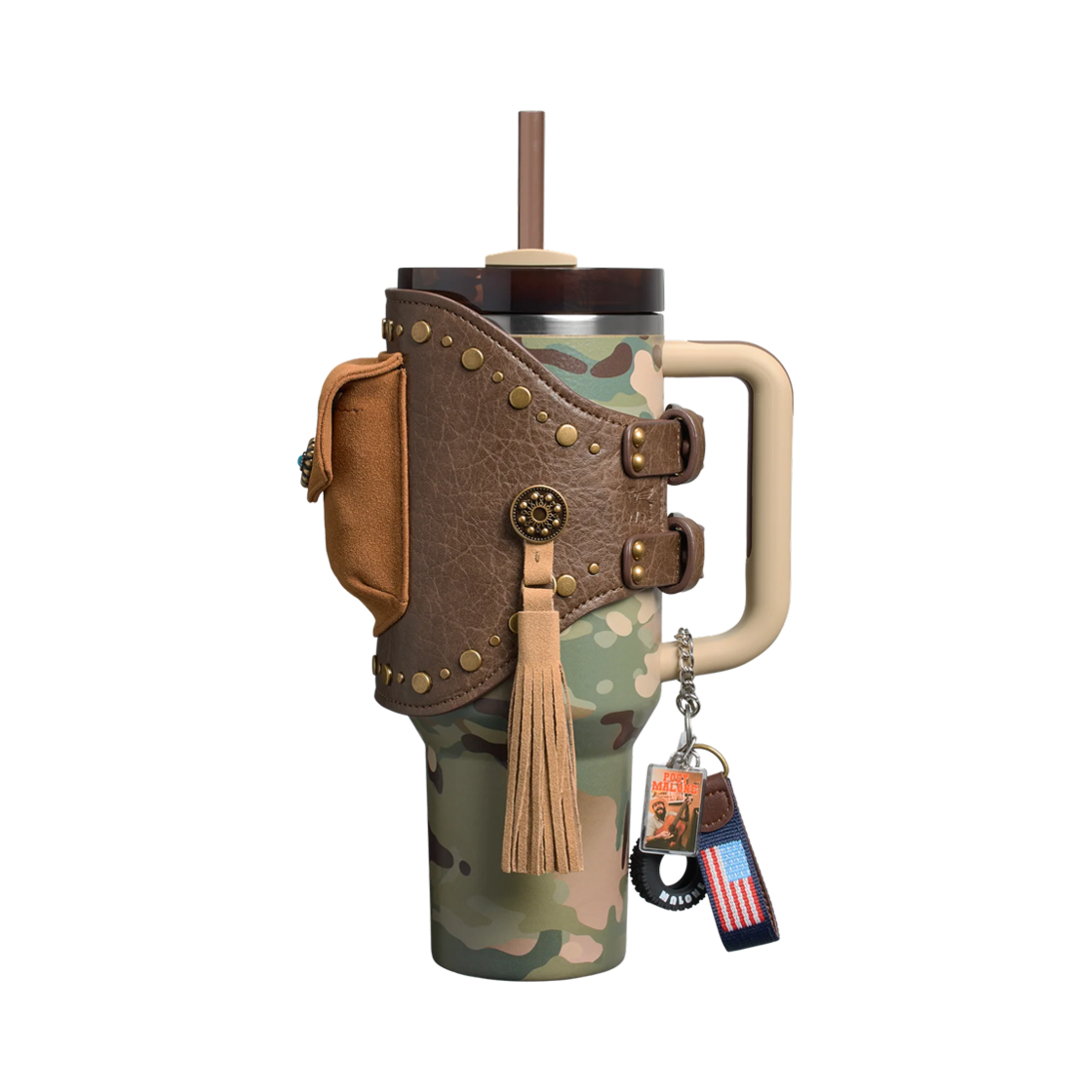 스탠리 x 포스트 말론 더 퀜처 H2.0 플로우스테이트 텀블러 퀜처 파우치 벨트 1.18L 멀티캠(Stanley x The Post Malone Quencher H2.0 Flowstate Tumbler with Quencher Pouch Belt 1.18L Multicam)