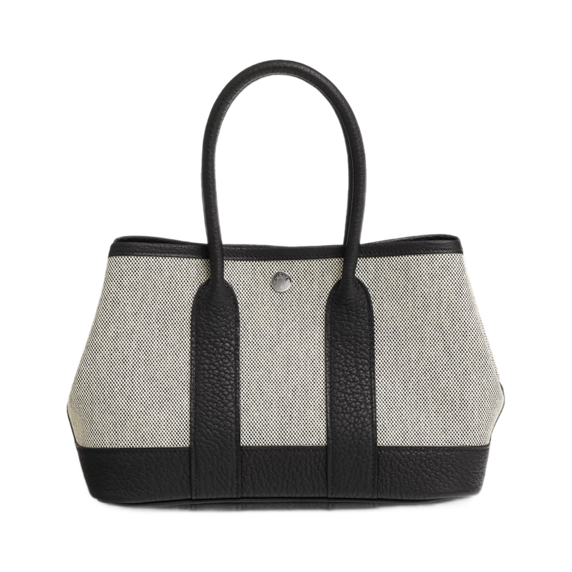 H086418CKAC Hermes Neo Garden Party 23 Bag Viking Canvas Negonda & Palladium Ecru Noir Noir