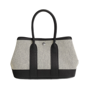 Hermes Neo Garden Party 23 Bag Viking Canvas Negonda & Palladium Ecru Noir Noir