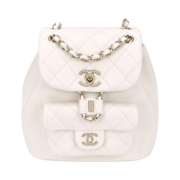 Chanel Small Backpack Lambskin & Gold White