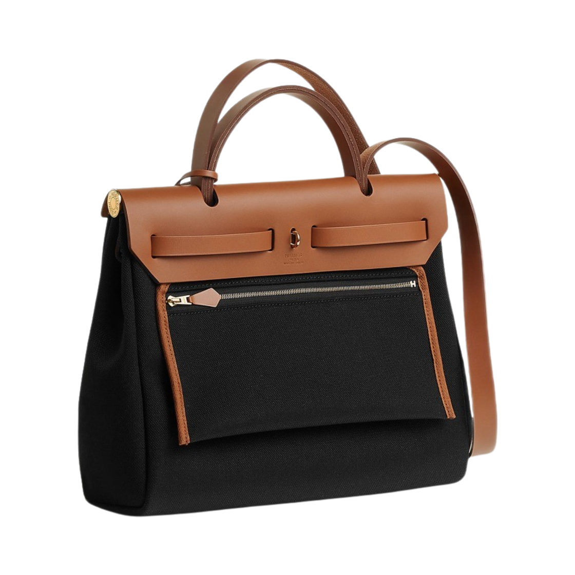 에르메스 에르백 집 31 백 르투르네 밀리터리 캔버스 & 골드 하드웨어 누아 포브(Hermes Herbag Zip 31 Bag Retourne Military Canvas & Gold Noir Fauve) - 3