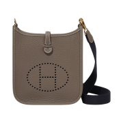 Hermes Evelyne 16 Amazone Bag Clemence & Gold Etoupe Bleu Indigo