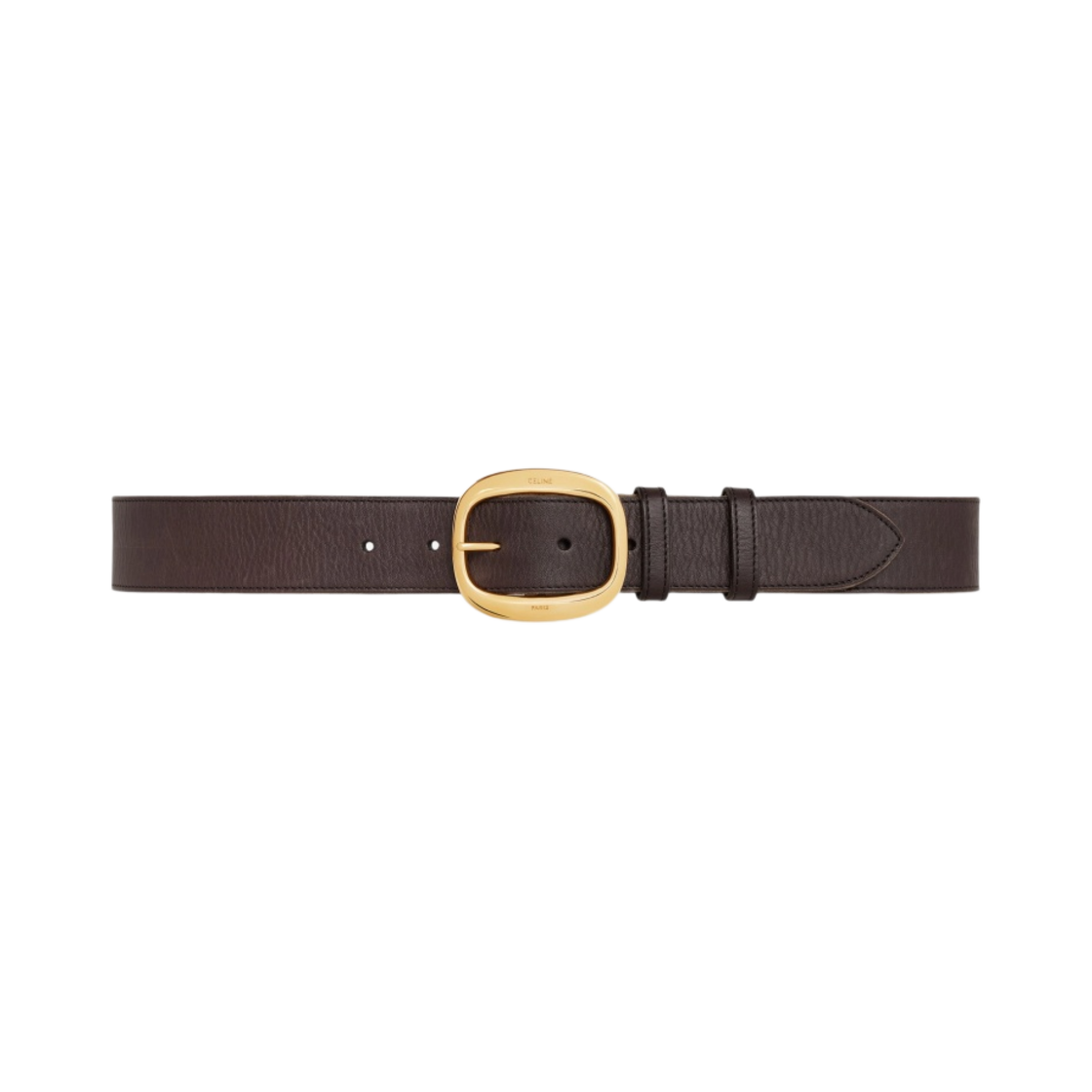 (W) 셀린느 라지 빈티지 카프스킨 35mm O 셀린느 벨트 다크 브라운((W) Celine Large 35mm O Celine Belt in Vintage Calfskin Dark Brown) - 1