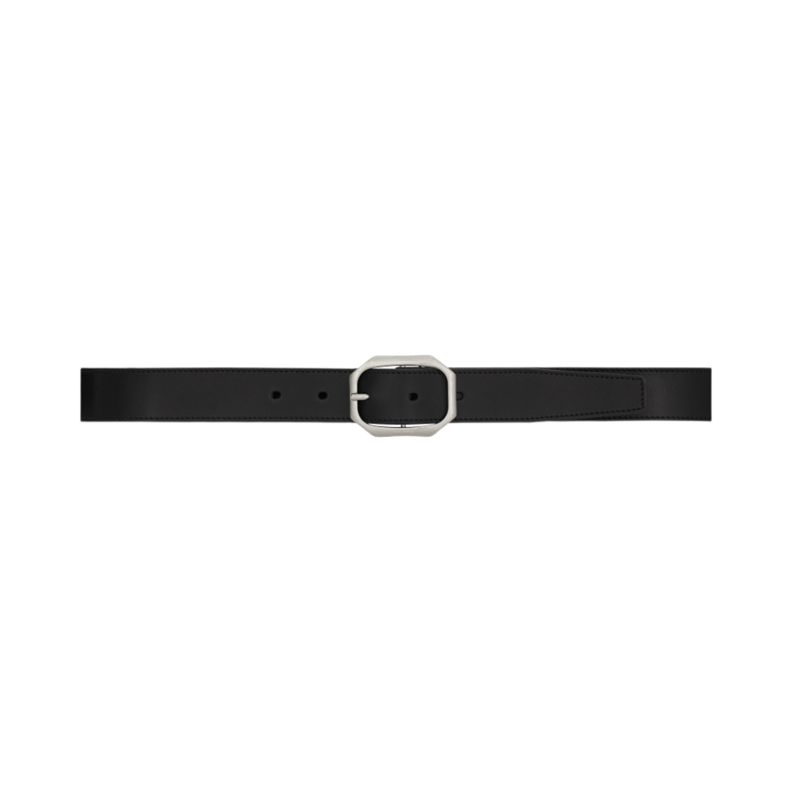 734342-AAAP1-1000 Saint Laurent Frame Buckle Belt in Vegetable-Tanned Leather Black